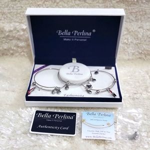 Bella Perlina European 3 Bangle Set With Charm
